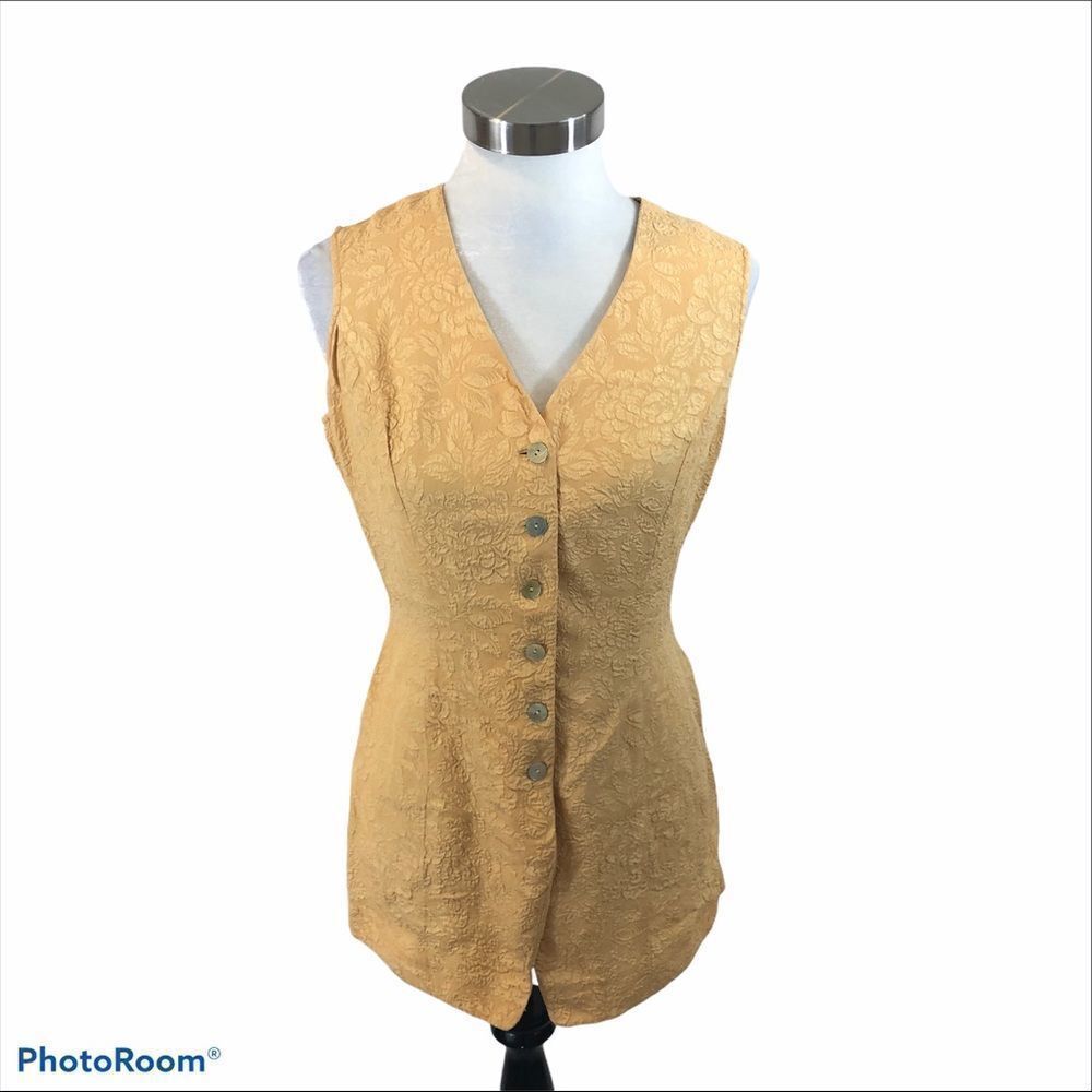 Vintage‎ Hugo Buscati Yellow Silk Sleeveless Blouse